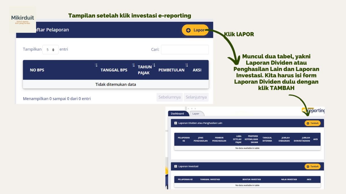 step keempat dan kelima lapor pendapatan dividen untuk insentif pajak