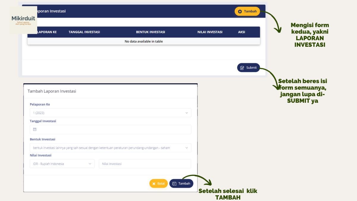 step 8 dan 9 untuk dapat insentif pajak dividen